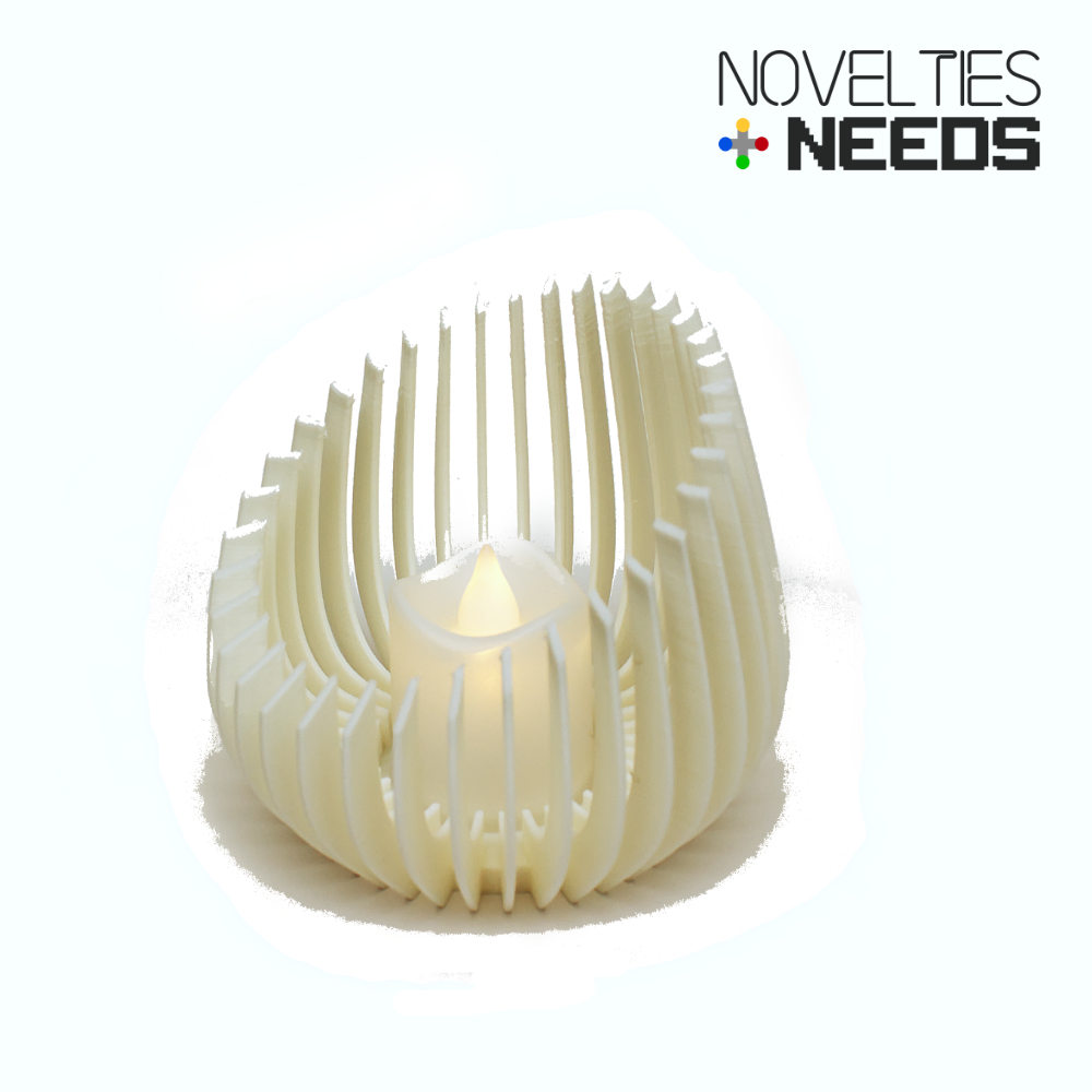 Elegant Slanted Candle Holder With LED Flameless Candle - Image 2