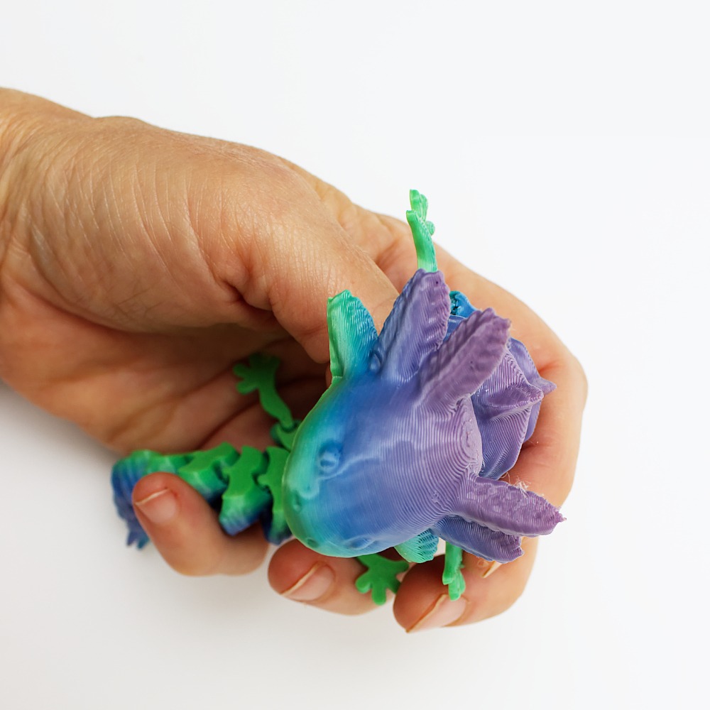 Articulated Jiggly 3D Printed Axolotl Fidget Toy