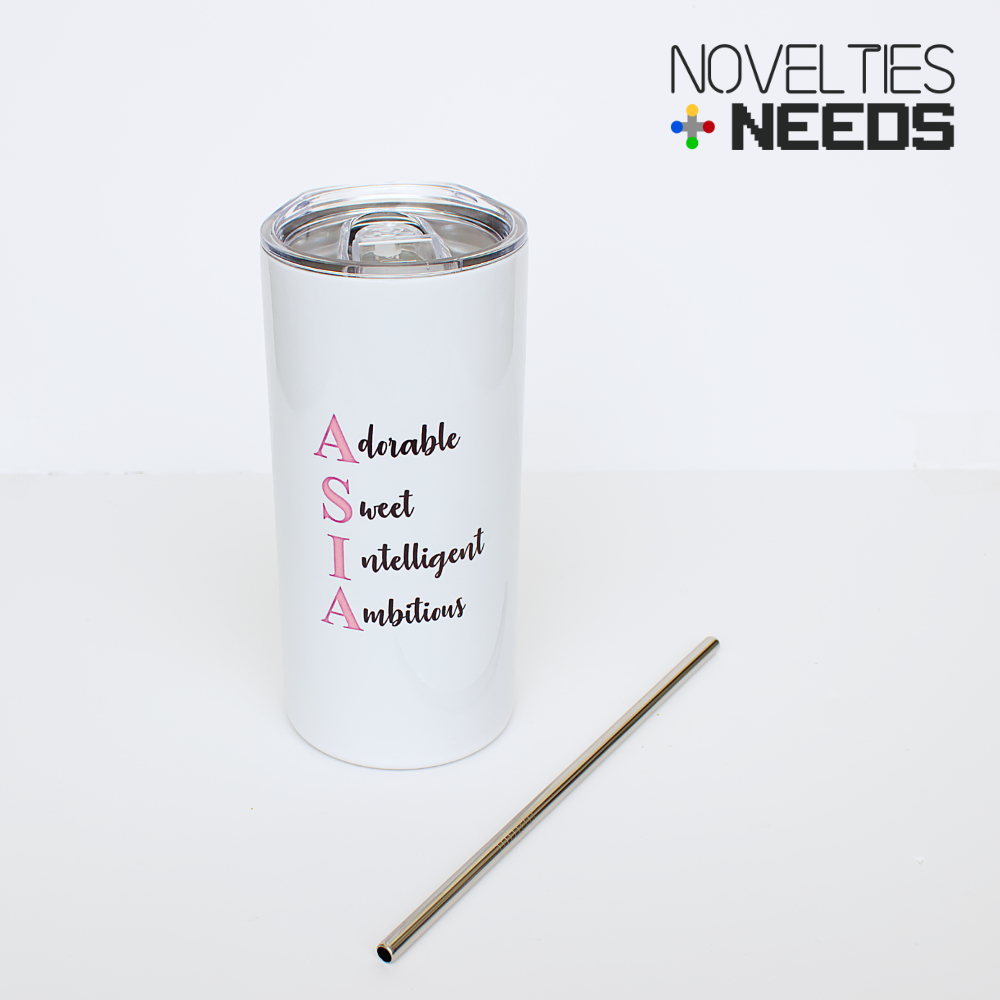 Custom Monogram Travel Cup With Metal Straw - Image 2