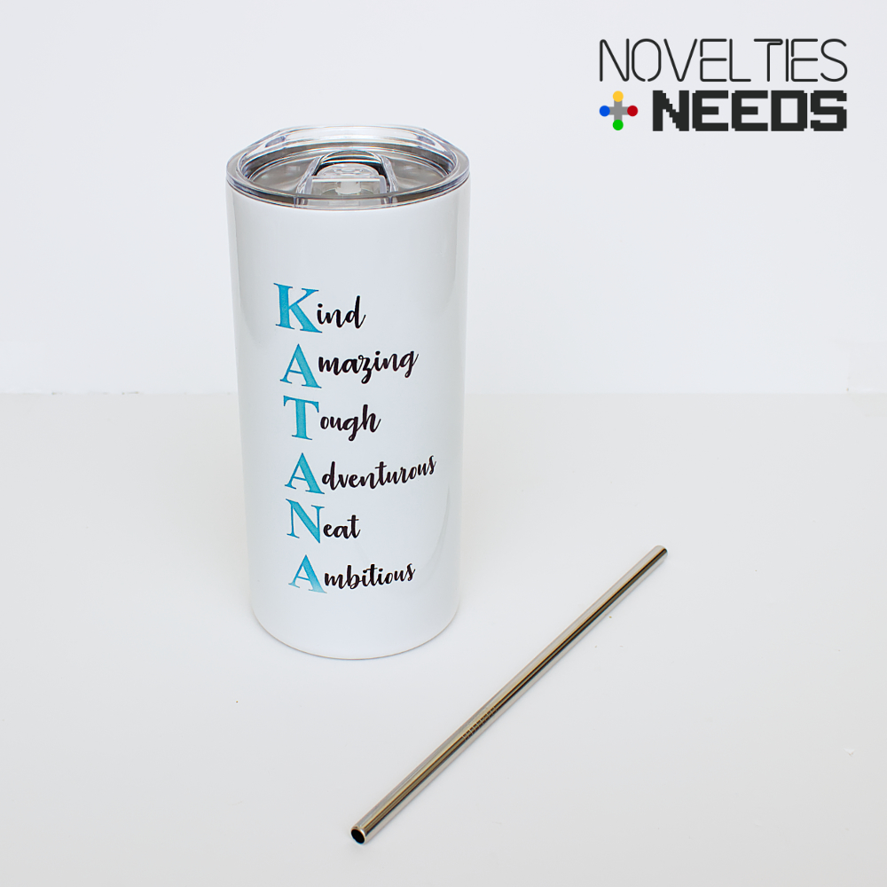 Custom Monogram Travel Cup With Metal Straw - Image 3